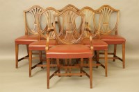 Lot 423 - Six mahogany Hepplewhite style chairs