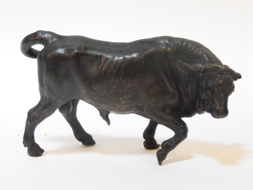 Lot 145 - A 19th century bronze figure of a running bull