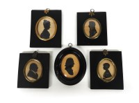 Lot 1240 - A collection of five various silhouette miniature portraits all in ebonised frames