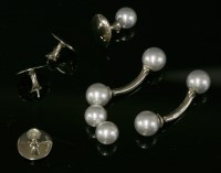 Lot 66 - An 18ct white gold cultured pearl cufflink and dress stud set by Ralph Lauren