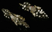 Lot 123 - A pair of Turkish diamond set girondole drop earrings