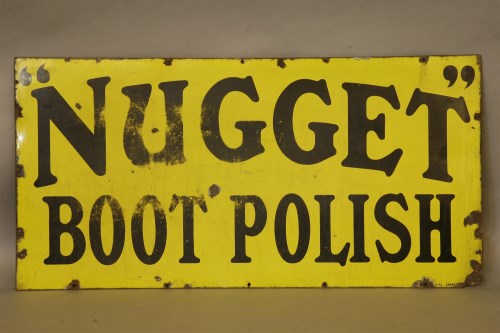 Lot 182 - An Edwardian large enamel advertising sign for 'Nugget Boot Polish'