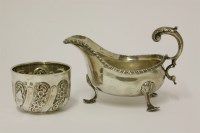 Lot 144 - A silver sauce boat