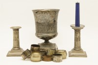 Lot 162 - A pair of Victorian silver dwarf candlesticks