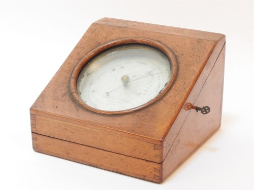 Lot 174 - An Edwardian oak cased desk top barometer