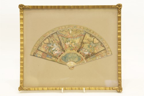 Lot 205 - A 19th century French watercolour and gouache hand painted fan design
