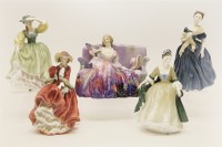 Lot 193 - Five Royal Doulton porcelain lady figures