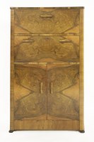 Lot 379 - An Art Deco walnut cocktail/writing cabinet