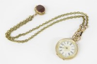 Lot 15 - A Swiss gold fob watch marked 14c