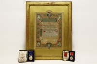 Lot 151 - A silver medal and certificate