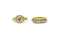 Lot 3 - A gold five stone diamond ring (tested as 18ct gold)