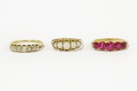 Lot 53 - An 18ct gold five stone synthetic ruby ring