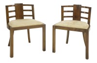 Lot 375 - A pair of Art Deco walnut side chairs