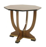 Lot 216 - An Art Deco walnut hexagonal lamp table