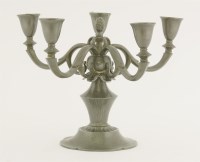 Lot 208 - A Just pewter five-branch candelabra