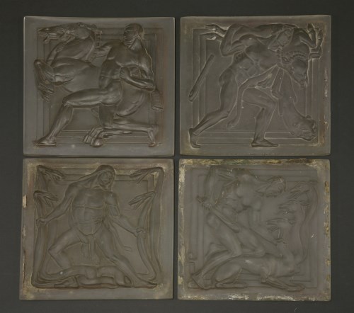Lot 232 - Four Art Deco moulded glass panels