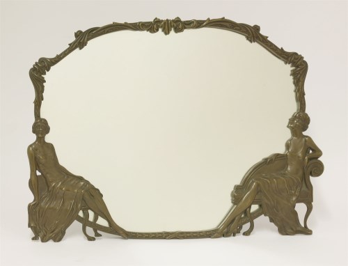 Lot 242 - A patinated metal dressing table mirror