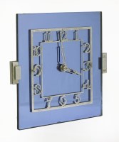 Lot 252 - An Art Deco blue glass clock