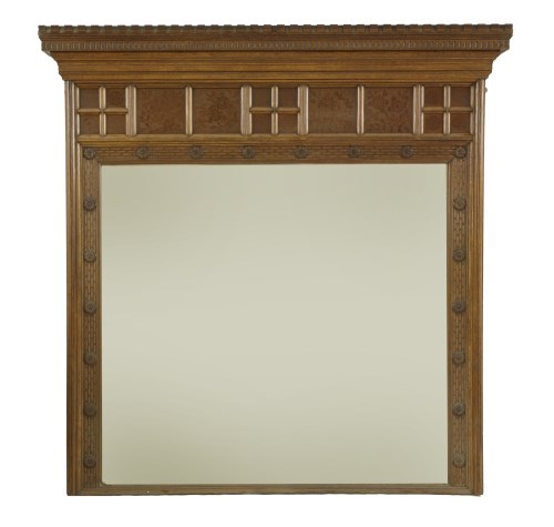 Lot 4 - An oak overmantel mirror