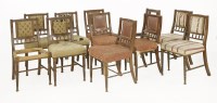 Lot 12 - An harlequin set of eleven walnut dining chairs