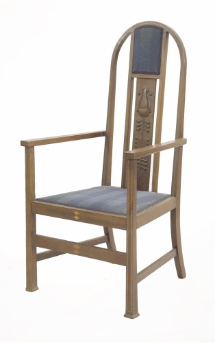 Lot 71 - A mahogany inlaid armchair