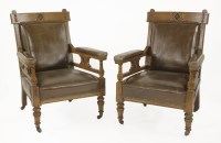 Lot 152 - A pair of oak library chairs