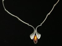 Lot 500 - A Danish sterling silver amber necklace