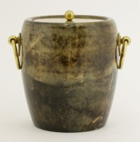 Lot 573 - A chestnut lacquered goatskin and brass ice bucket