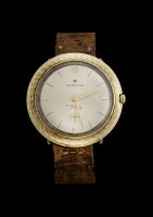 Lot 496 - A gentlemen's 14ct gold Hamilton Thinline 2003 mechanical strap watch