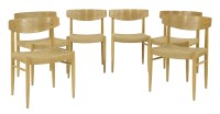 Lot 578 - A set of six Danish oak dining chairs