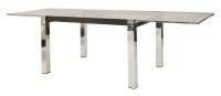 Lot 544 - A chrome and glass extending dining table