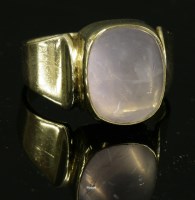 Lot 502 - A Swiss single stone rose quartz gold ring