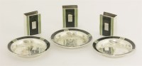 Lot 207 - Three pairs of Art Deco sterling silver and enamelled ashtrays
