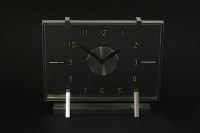 Lot 221 - A Jaeger-LeCoultre chrome and glass table clock