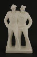 Lot 365 - A French pottery group of singing sailors