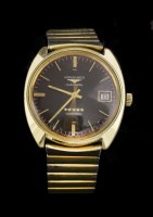 Lot 497 - A gentlemen's gold-plated Longines Five Star Admiral automatic strap watch