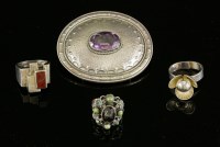 Lot 118 - A Jugendstil silver and amethyst oval decorative buckle