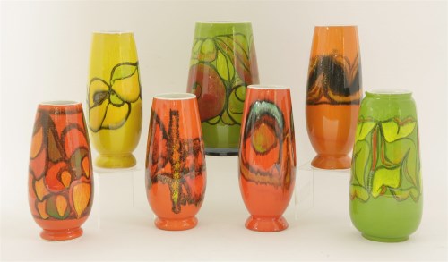 Lot 681 - Seven Poole pottery 'Delphis' vases