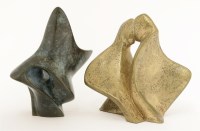 Lot 671 - Two abstract bronze sculptures