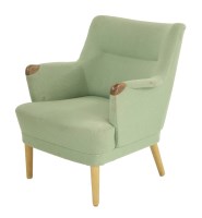 Lot 770 - A Danish emerald green upholstered armchair