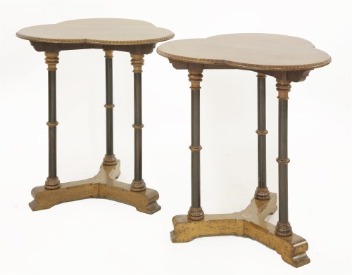 Lot 2 - A pair of oak and ebonised side tables