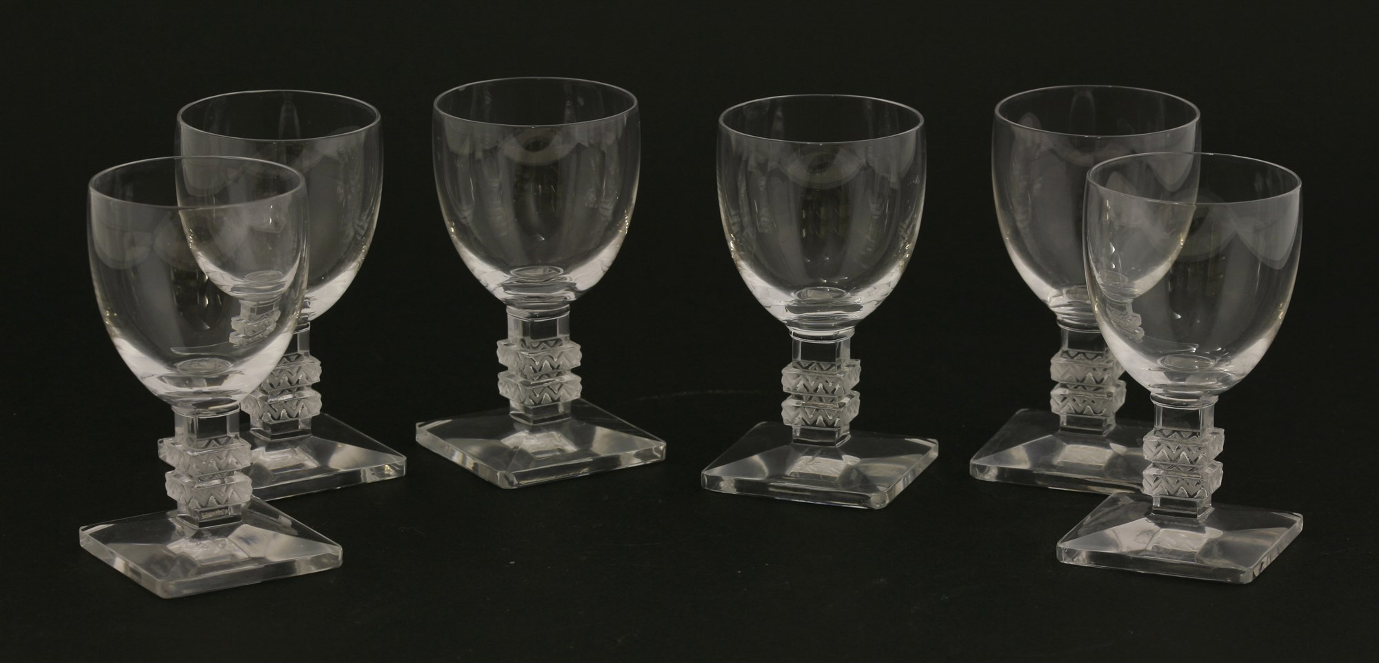 Lot 326 A set of six Lalique 'Argos' wine glasses