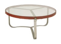 Lot 615 - A steel and leather circular coffee table