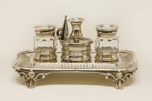 Lot 128 - A Victorian silver inkstand