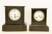 Lot 281 - Two 19th century French black slate mantel clocks