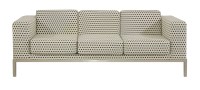Lot 483 - A contemporary three-seater white/black check settee