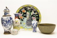 Lot 312 - A large Chinese charger and five other pieces of Chinese and Japenese pieces