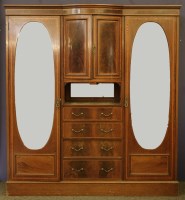 Lot 493 - An Edwardian inlaid mahogany wardrobe