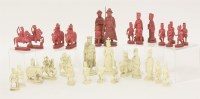 Lot 192 - A Canton carved ivory chess set