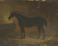 Lot 431 - Albert James Clark (fl.1892-1909)
A CHESTNUT HUNTER IN A STABLE
Oil on canvas
51 x 63.5cm